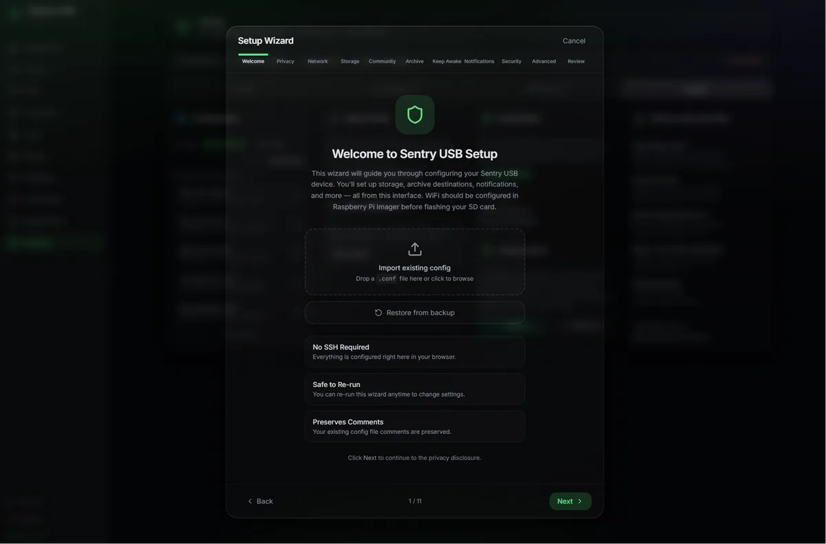 Guided 11-step setup wizard